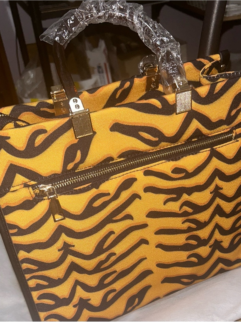 BC Bags Tiger Print Orange & Black Tote - Picture 2 of 5